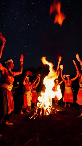 tribal fire dance under the stars