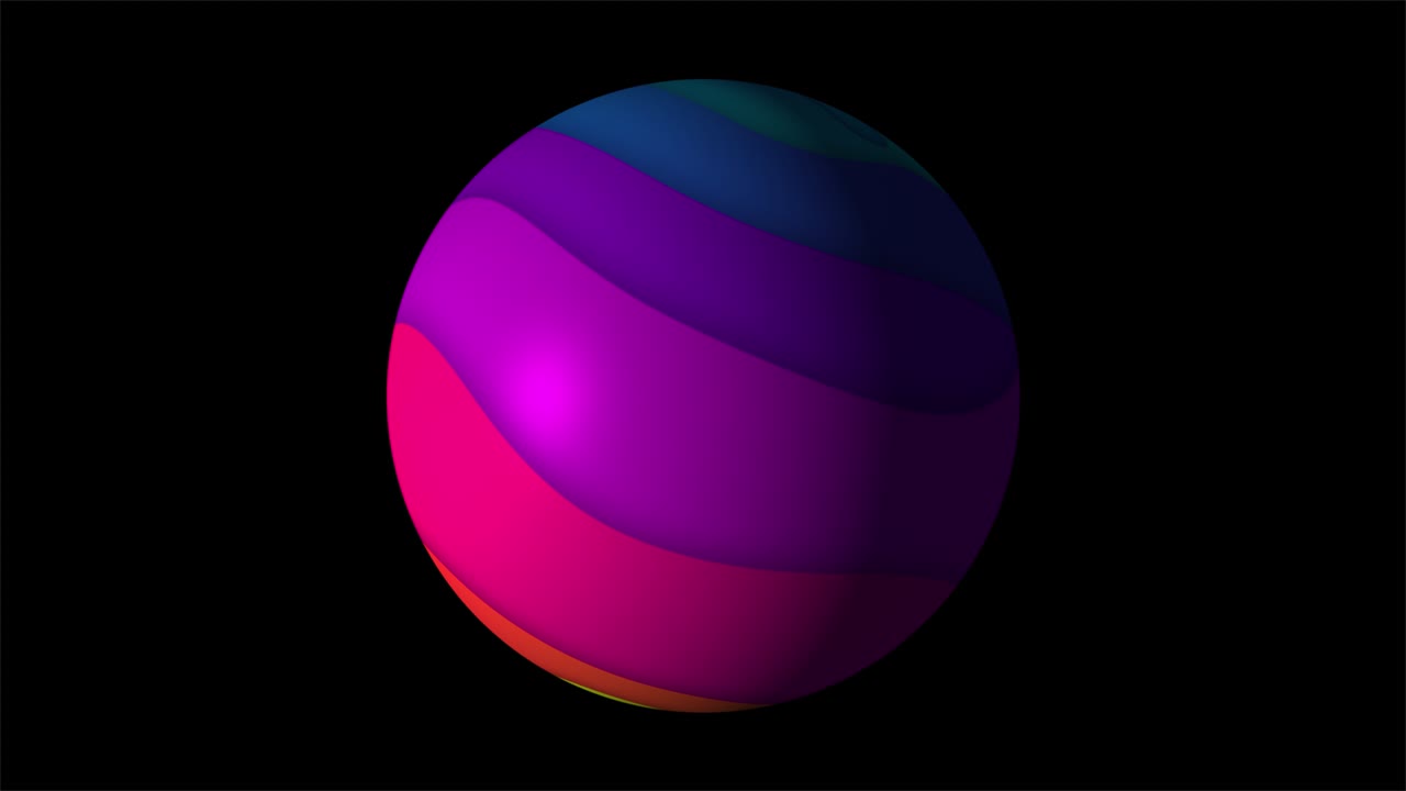 esfera realista en 3d en fondo negro. bola colorida de metal o plástico. planeta de colores del arco iris. diseño abstracto de forma redonda para banner, cartel.