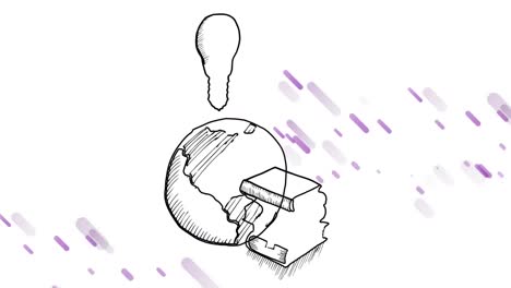 animation of blue lines over lightbulb and globe