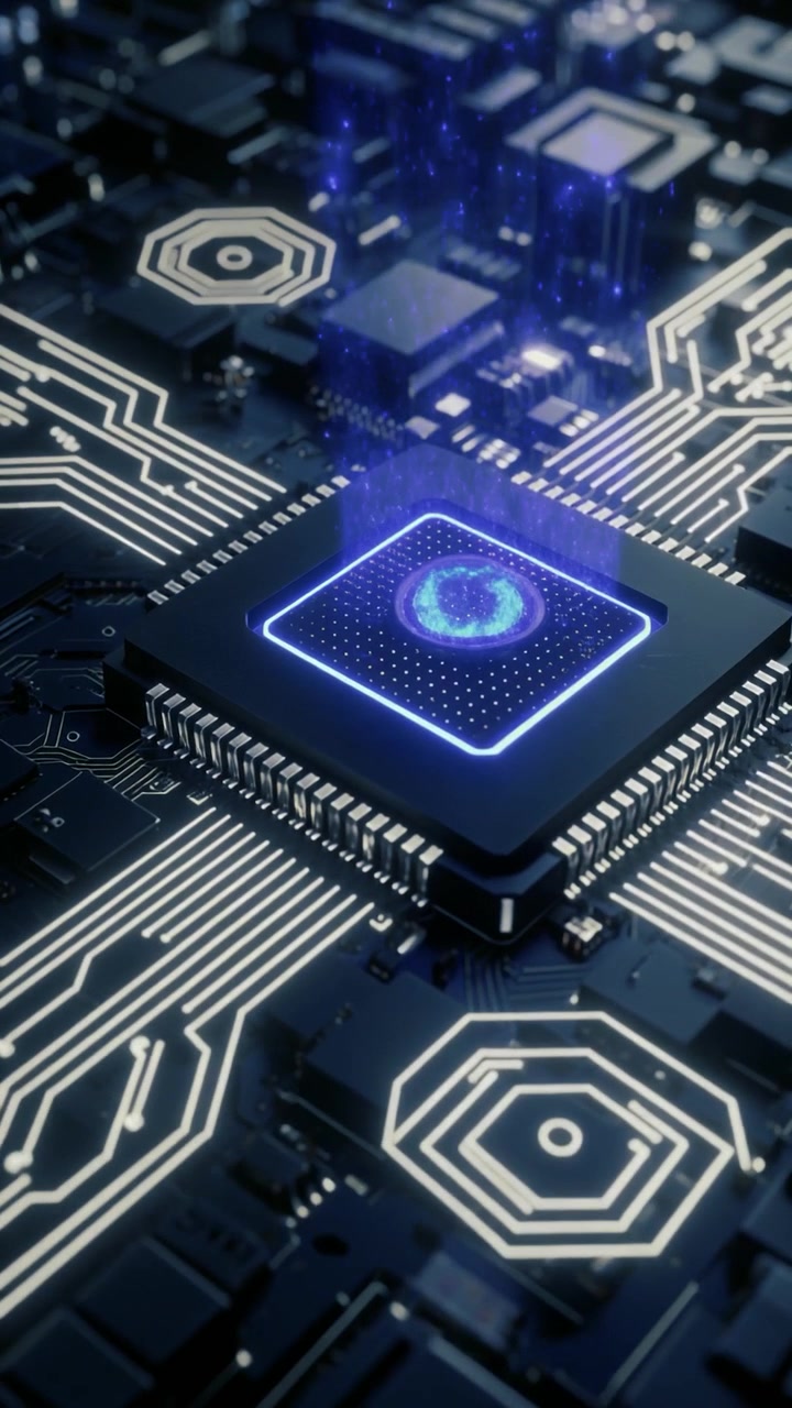 Digital mikrochip, der behandler data på et printkort