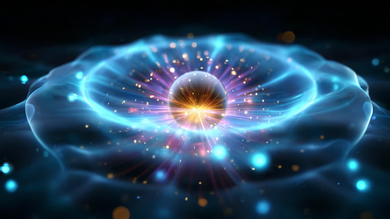 The Power of Cosmic Energy: A Stunning Representation of Atomic Structure and Vibrant Particles in Motion, Capturing the Essence of Quantum Mechanics and the Beauty of the Universe Through Stunning Visuals