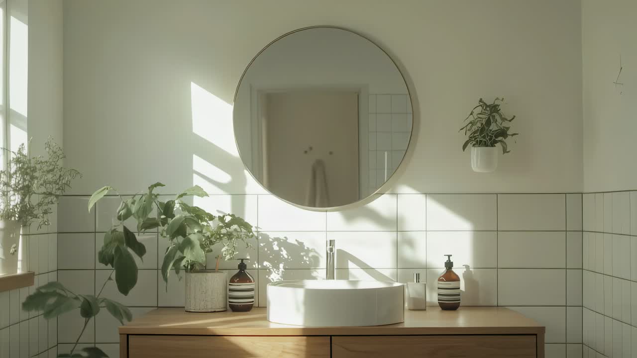Modern Minimalist Bathroom with Plants