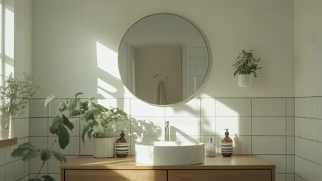 modern minimalist bathroom with plants