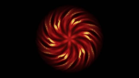 animation of a beautiful mandala of red light turning on a black background, it is a symbol of the root chakra