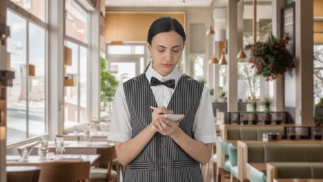 Indian-woman-waiter-taking-orders