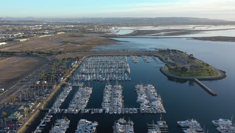 Marina-in-Chula-Vista,-California,-drone-flyover