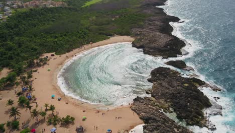 droning towards playa mar chiquita in minati puerto rico