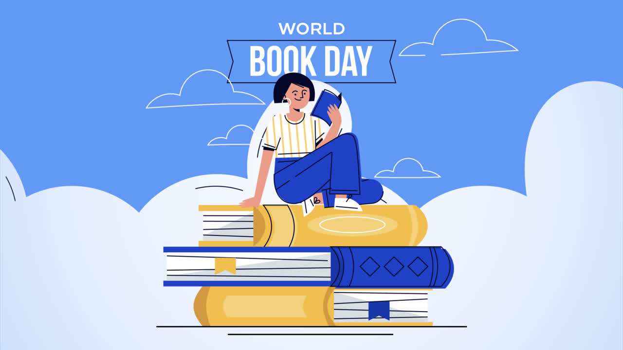 mujer leyendo en una estantería - día mundial del libro