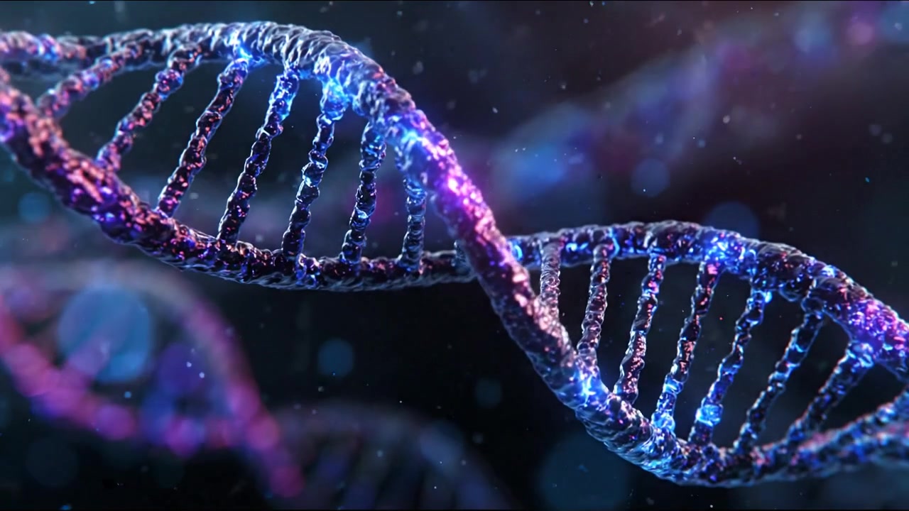 Filamento di DNA a Doppia Elica Rotante nello Spazio Scientifico