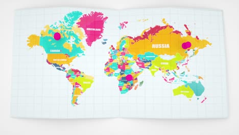 animación de mapa del mundo de papel abstracto colorido. ideal para presentación, imágenes de información o estadísticas globales