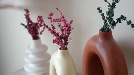 dried flowers in modern vases