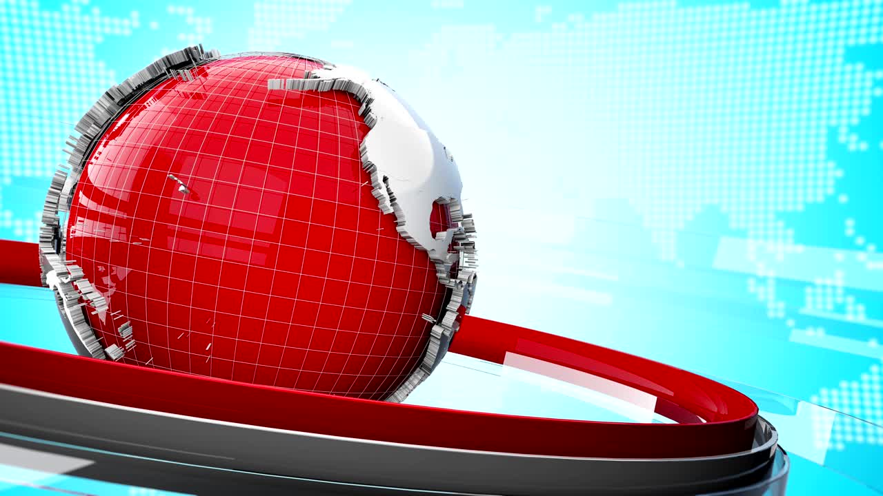 Looped animation of Earth globe in red color