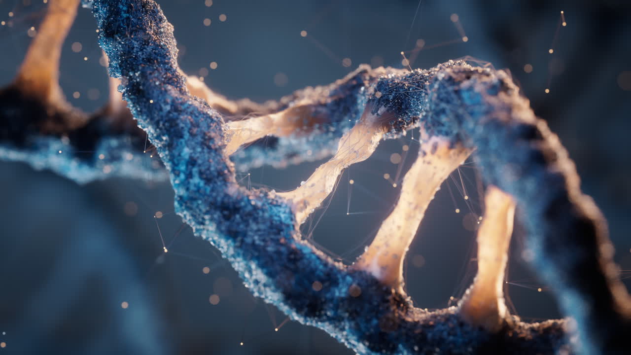 estructura de adn biológico con concepto de bioingeniería, renderización en 3d.