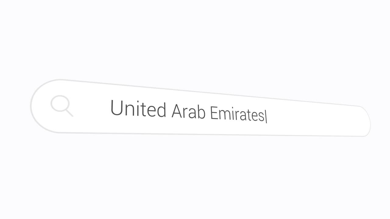United Arab Emirates In Search Bar On Virtual Screen - Close Up