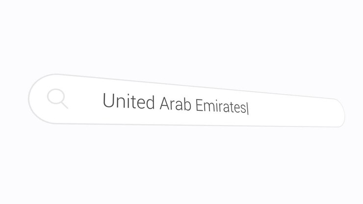 United Arab Emirates In Search Bar On Virtual Screen - Close Up