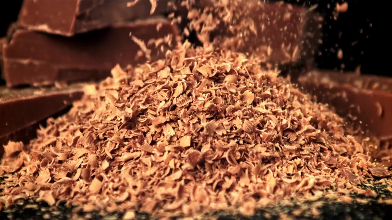 Delicious Chocolate Shavings Falling in Slow Motion