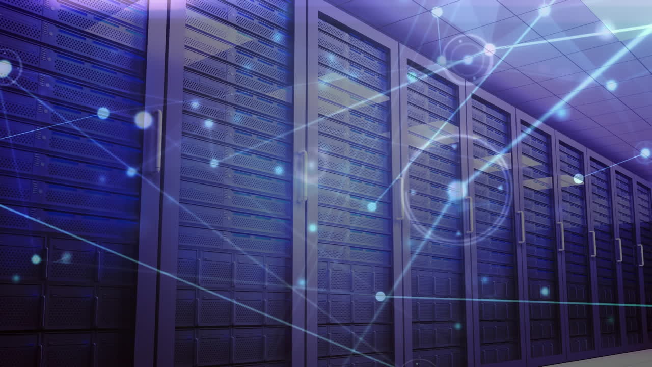 animación de la red de conexiones a través de servidores informáticos