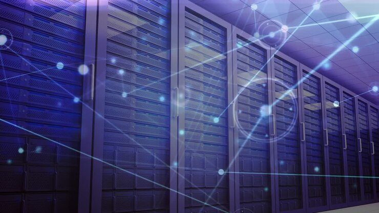 Animasjon av nettverk av forbindelser over dataservere