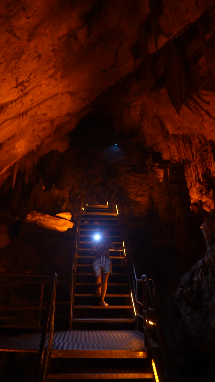 Exploring a Cave at Night