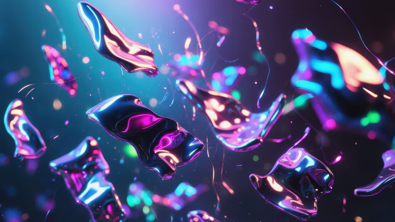 Vibrant Neon Liquid Shapes Abstract Background