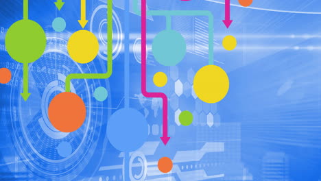 animación de la red de conexiones con iconos digitales sobre el procesamiento de datos en segundo plano