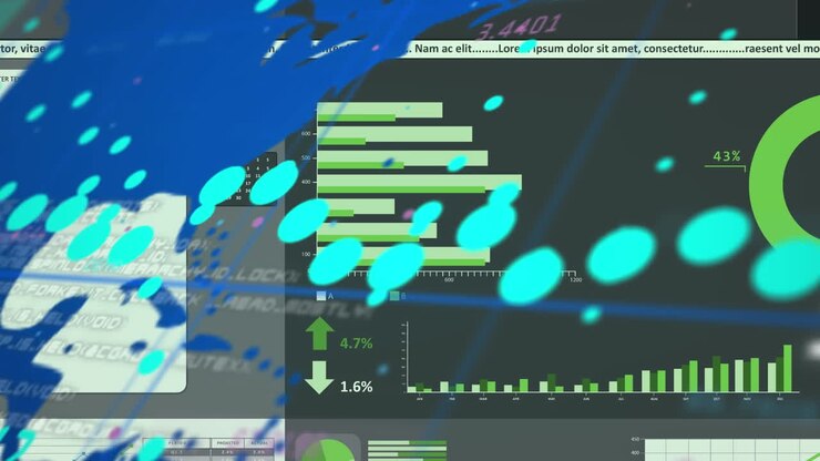 Animation of data processing on black background