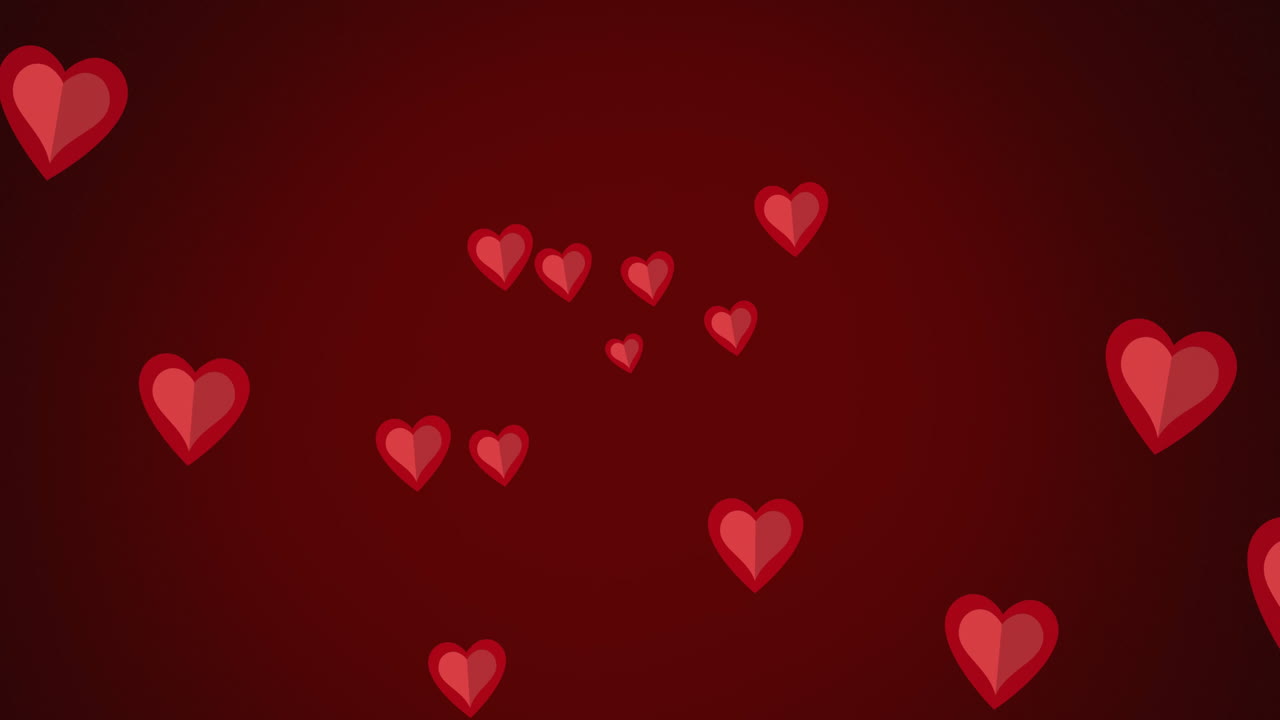 Animazione di cuori rossi che si muovono su sfondo rosso
