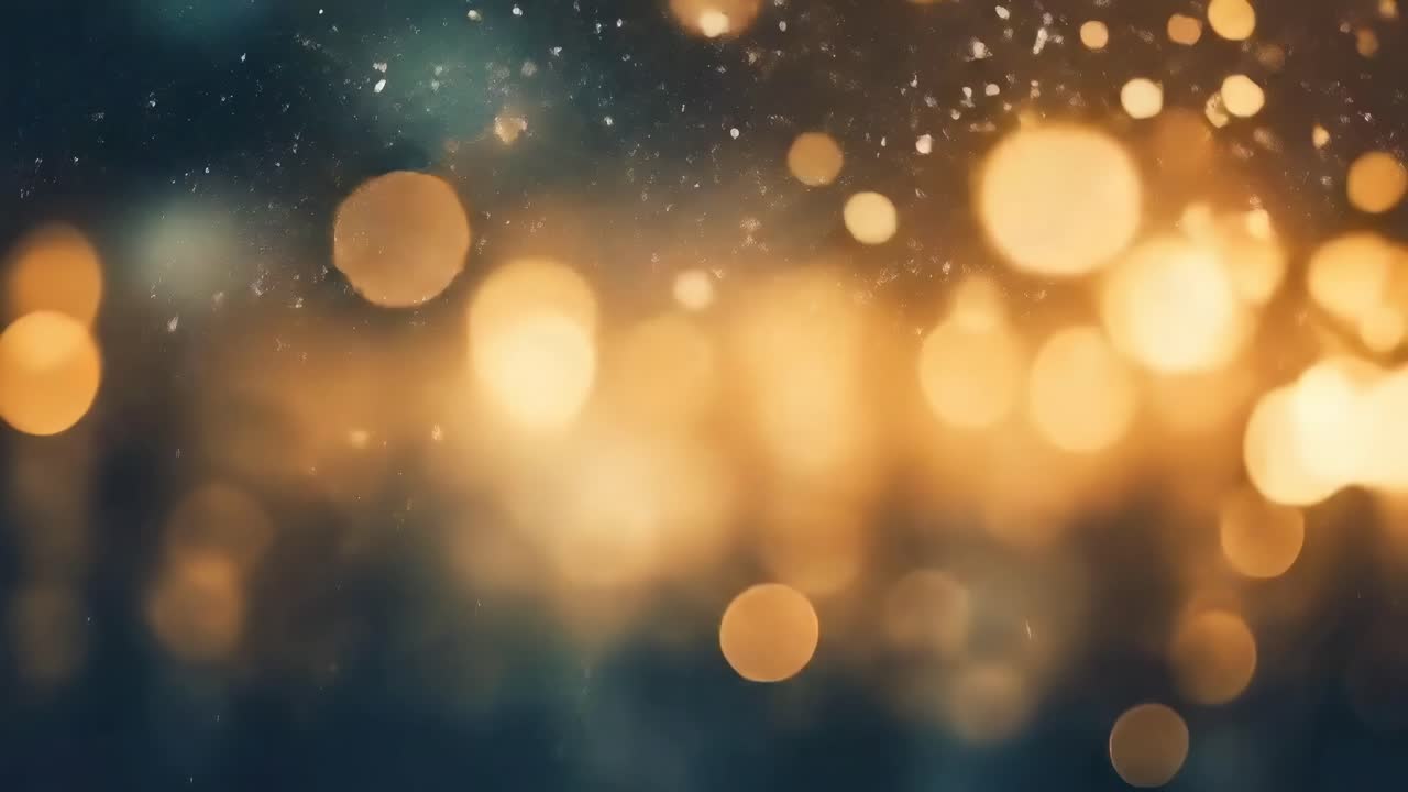 Luci bokeh dorate sfocate creano un'atmosfera onirica, riprese da un'angolazione frontale.