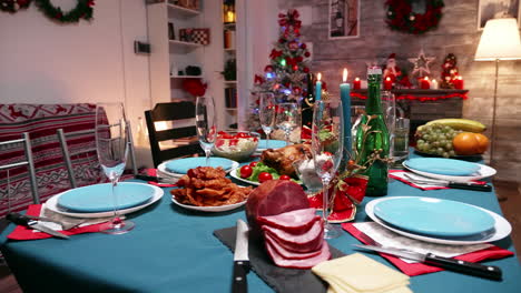 table with traditional food for christmas celebration