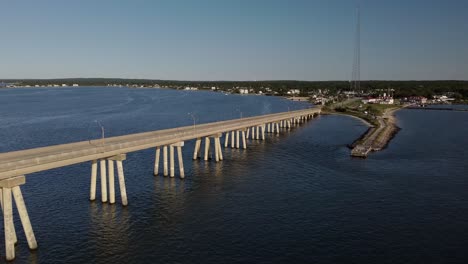 sunny day aerial view of ponquogue bridge long island new york