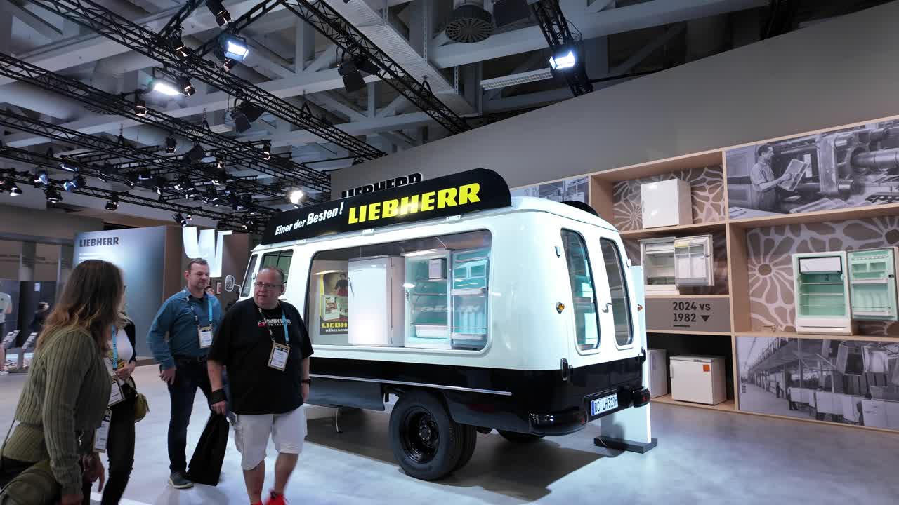 Vintage Liebherr Ice Cream Truck on Display at a Trade Show
