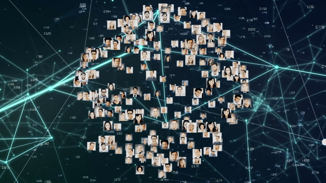 Digital animation showcases a global network of connections on a green backdrop.