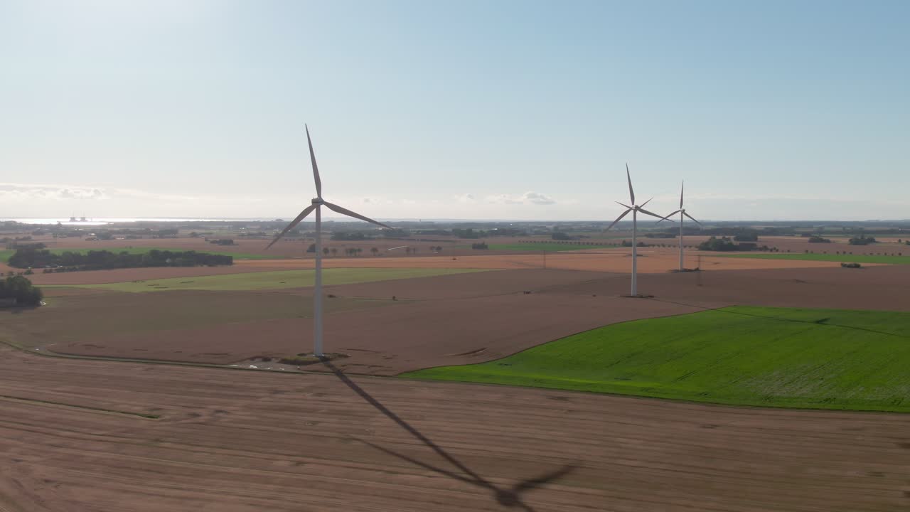 Soft aerial orbit of vast beautiful landscape and renewable energy sources