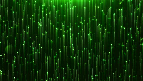 glamorous green shine line and particles on a black background