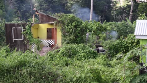 pequeña casa destruida por el huracán maria en el caribe