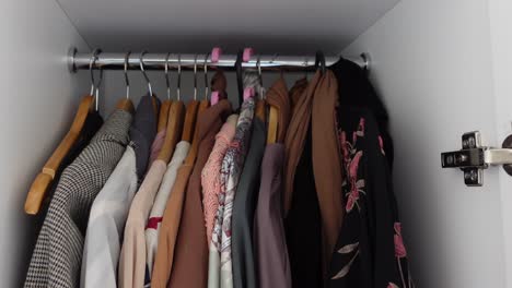 organized clothes in a closet