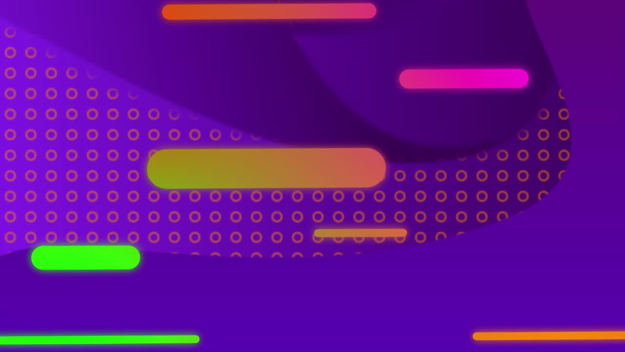 Animation of shapes moving over purple background