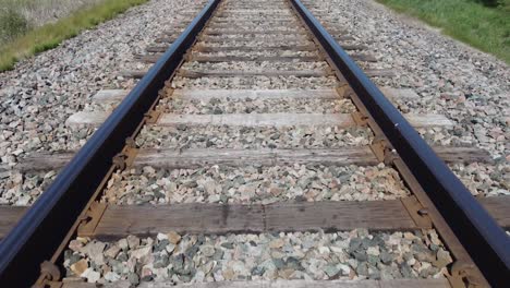 primer plano de viajar por el ferrocarril, vista de ángulo bajo