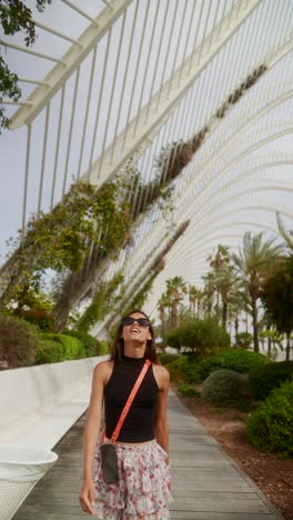 woman walking in a modern urban park