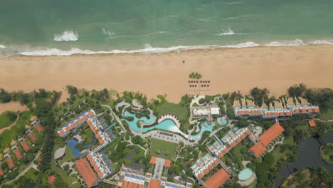 birdseye view of huge luxury resort in lang co vietnam 60fps