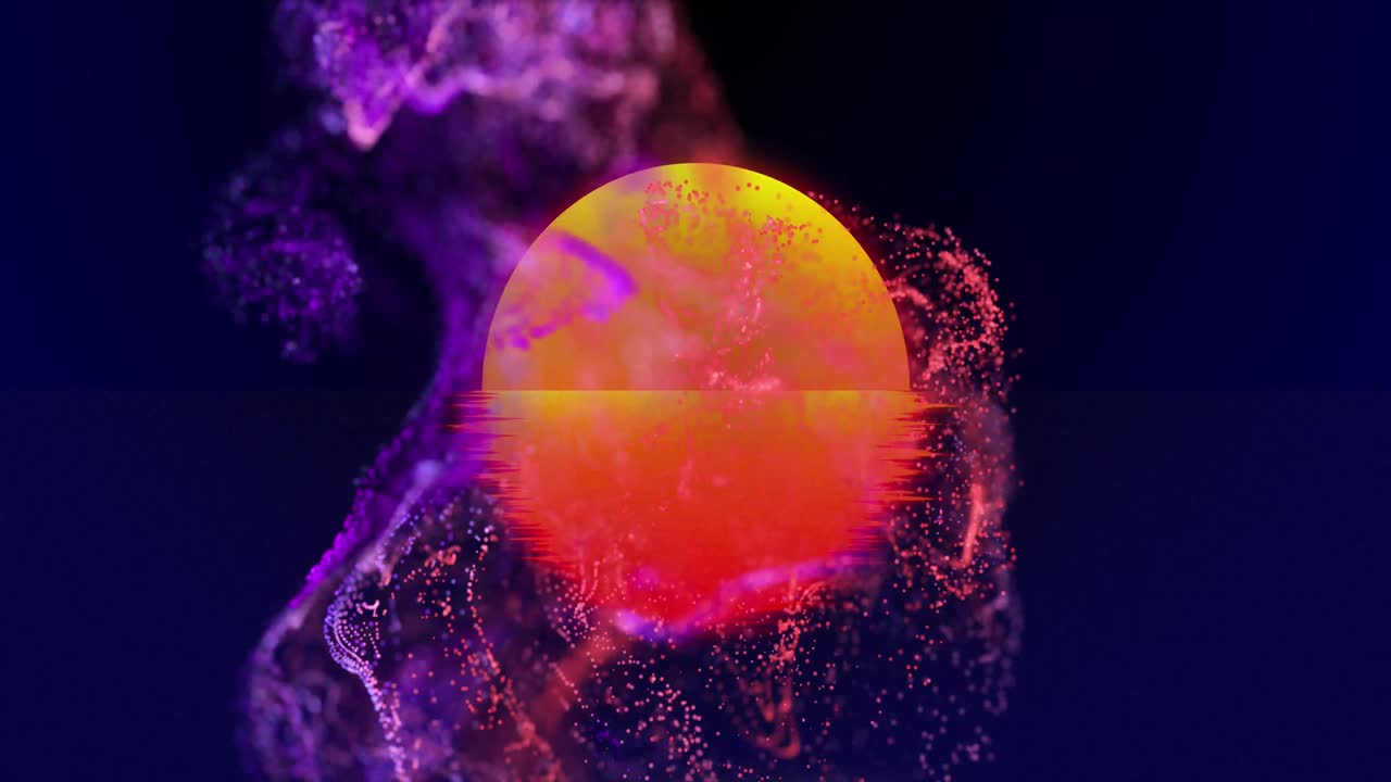 animación de formas sobre el mar y el sol