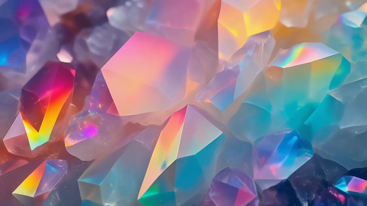 Sfondo Astratto di Cristalli Iridescenti Luminosi