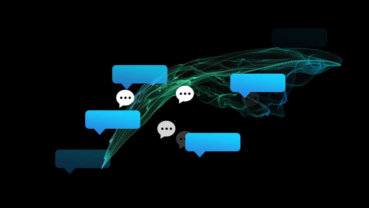 animación de iconos de medios en fondo negro