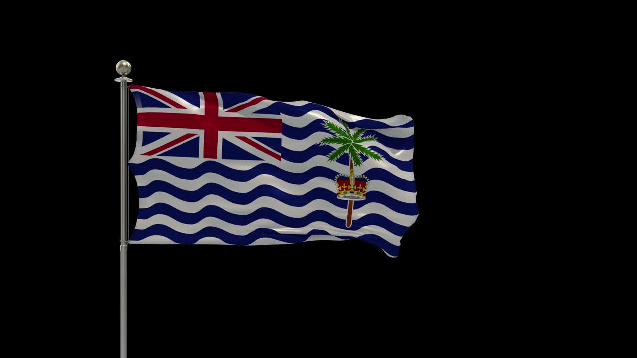 영국령 인도양 영토 (british indian ocean territory) 의 여러 발, 기둥, 테이블 발에 국기를 흔들고 있다.