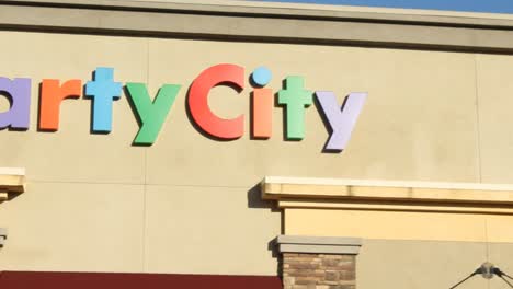 party city store pan across sign letters