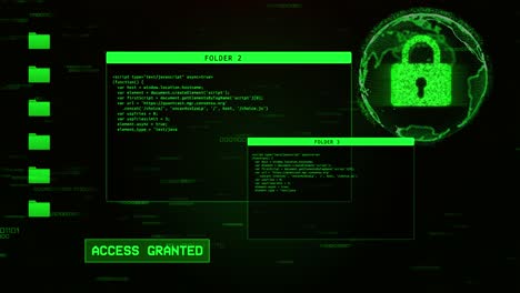 system login animation of entering password on computer screen with access granted message on screen