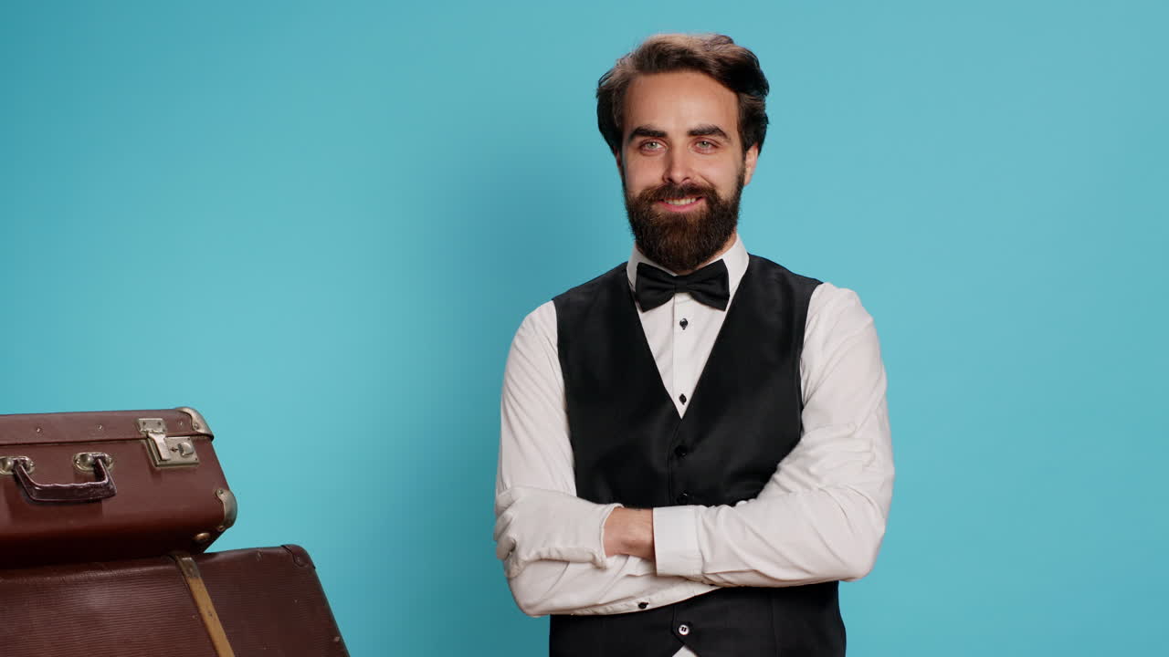 Il concierge professionista dell'hotel che posa
