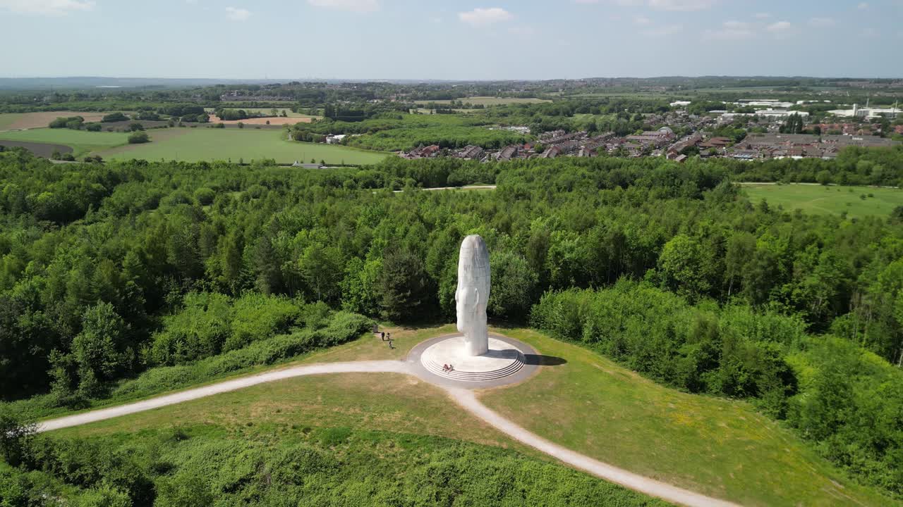 The mesmerizing Dream sculpture, St Helens - UK. Drone anticlockwise rotate from far