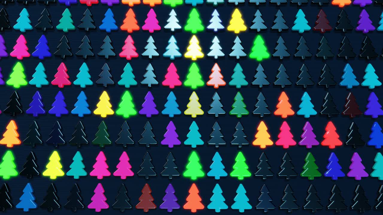 크리스마스 트리 모양의 전구, 비행기에서 크리스마스 나무 모양의 크리스마스 카드, 아름다운 루핑 새해 구성, 새해 배너, 네온 꽃줄기 또는 크리스마스 토이