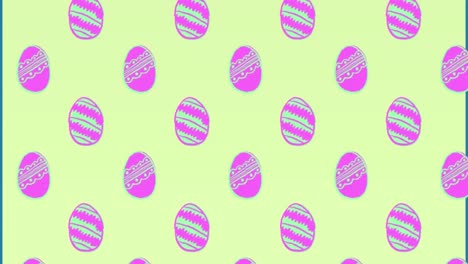 Animation-of-easter-eggs-on-green-background